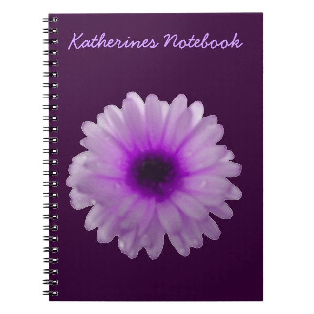 White and Purple Marigold Customisable Notebook (Front)