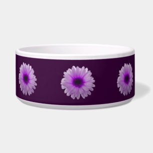 White and Purple Marigold Dog Bowl