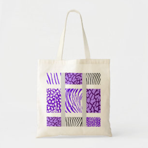 White and Purple Mixed Animal Print Tote Bag