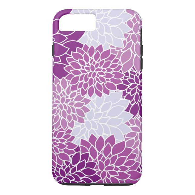 White and Purple Modern Floral Case-Mate iPhone Case (Back)