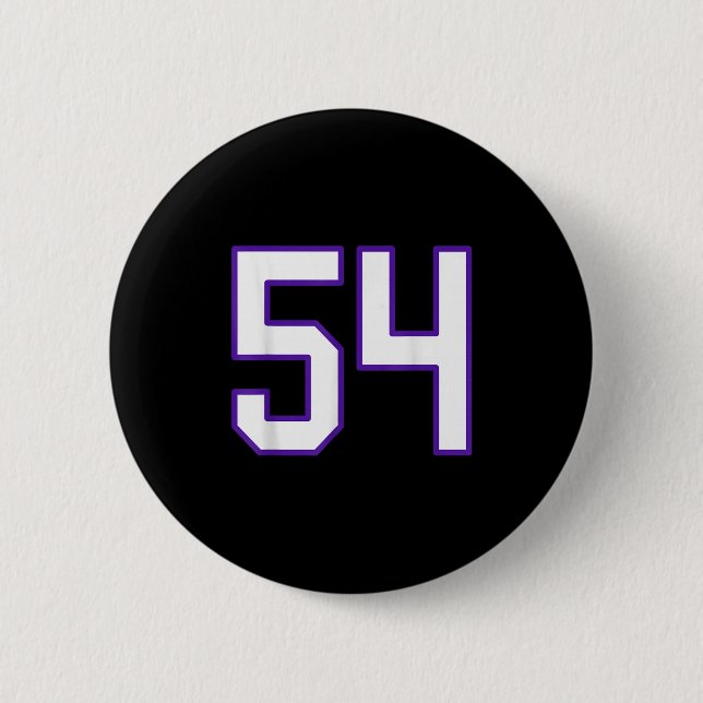 White And Purple Number 54 Jersey Player Uniform # 6 Cm Round Badge (Front)