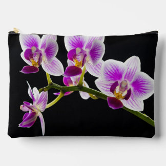 White and purple orchid accessory pouch