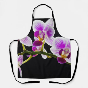 White and purple orchid apron