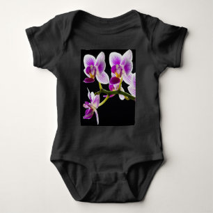White and purple orchid baby bodysuit