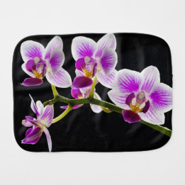 White and purple orchid burp cloth