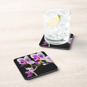 White and purple orchid coaster