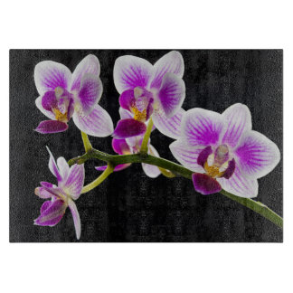 White and purple orchid cutting board
