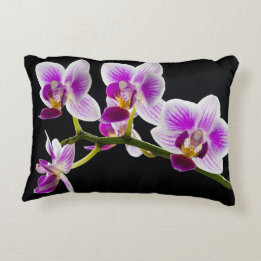 White and purple orchid decorative cushion