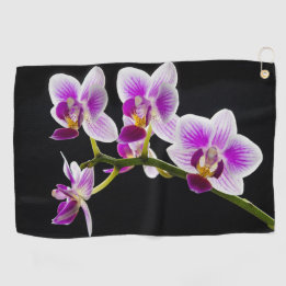 White and purple orchid golf towel