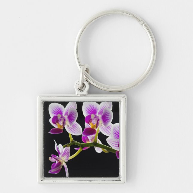 White and purple orchid key ring (Front)