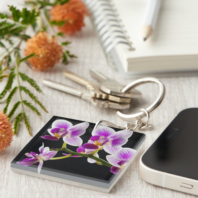 White and purple orchid key ring (Front Right)
