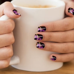 White and purple orchid minx nail art