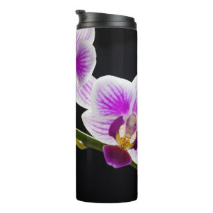 White and purple orchid thermal tumbler