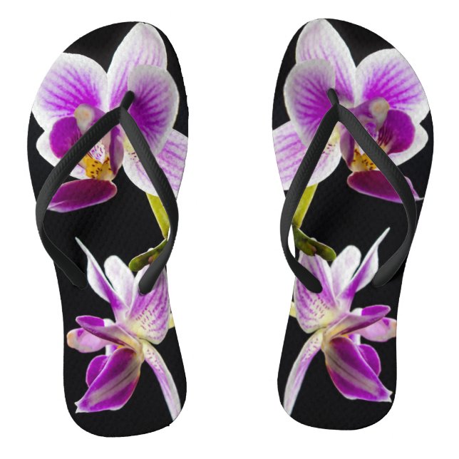 White and purple orchid thongs (Footbed)