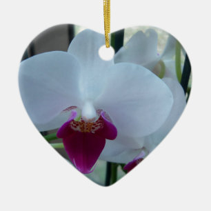 white and purple orchids ceramic ornament