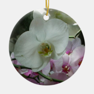 White and Purple Orchids Ceramic Tree Decoration