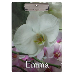 White and Purple Orchids Clipboard