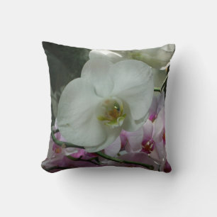 White and Purple Orchids Cushion