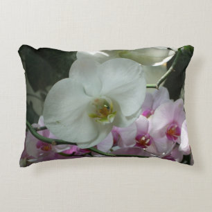 White and Purple Orchids Decorative Cushion