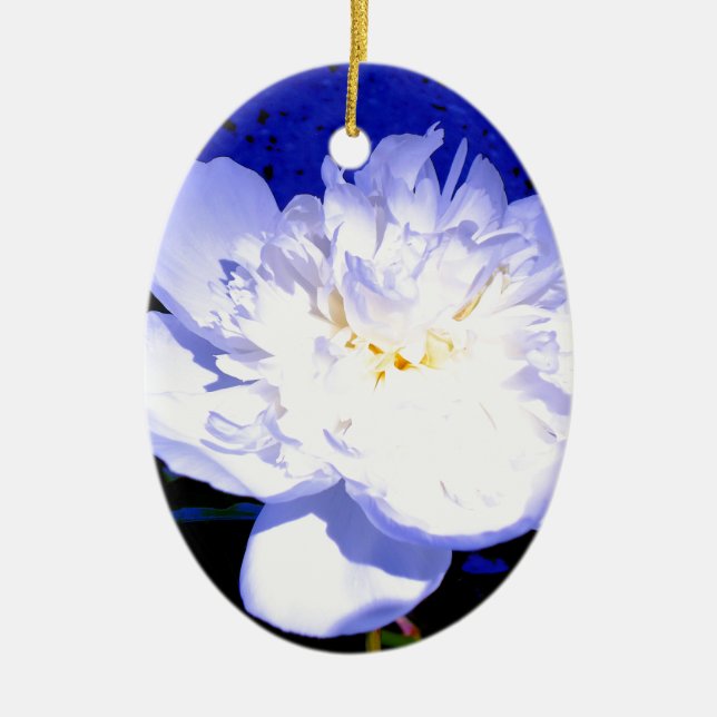 White and purple Peony Ceramic Ornament (Front)