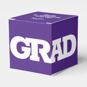 White and Purple School Colours Graduation Party Favour Box
