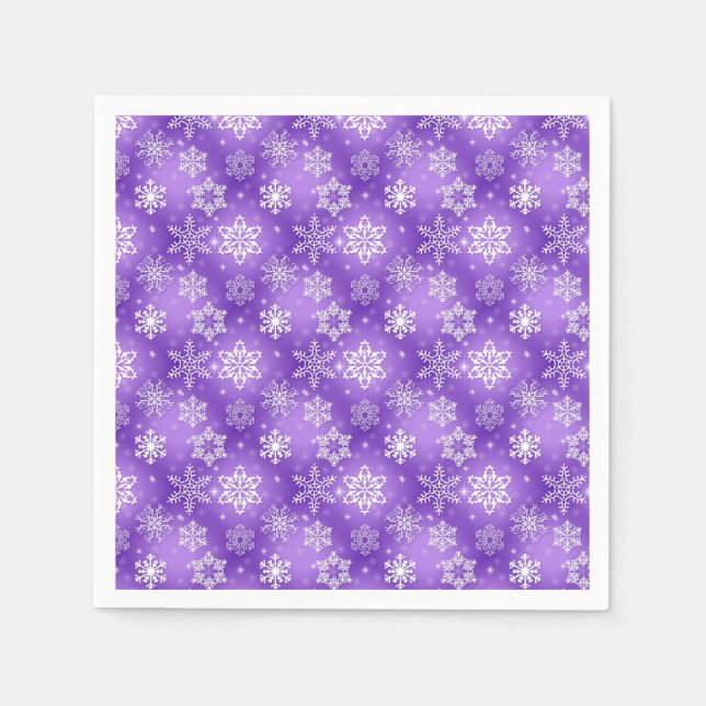 White and purple snowflake pattern napkin (Front)