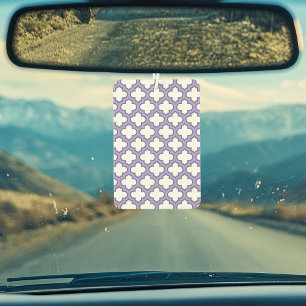 White and Purple Trellis, Lattice, Quatrefoil Car Air Freshener