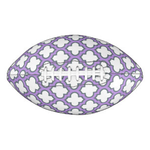 White and Purple Trellis, Lattice, Quatrefoil Football