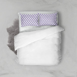 White and Purple Trellis, Lattice, Quatrefoil Pillowcase