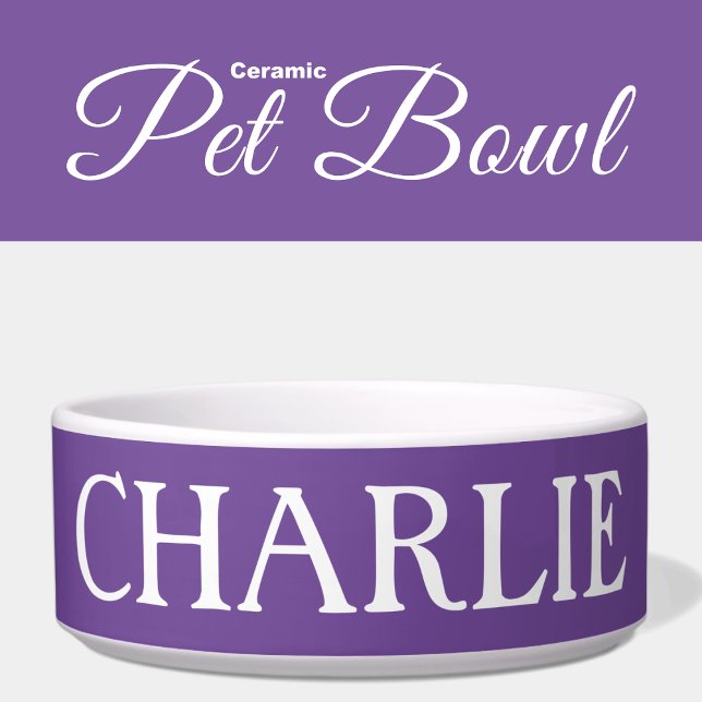 White and purple with a name cat or dog bowl (Creator Uploaded)