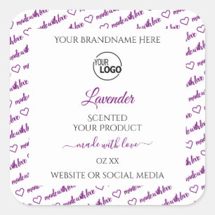 White and Purple Word Cloud Product Label Add Logo