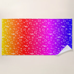 white and rainbow Musical  Beach Towel
