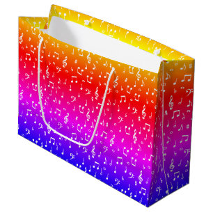 white and rainbow Musical Large Gift Bag