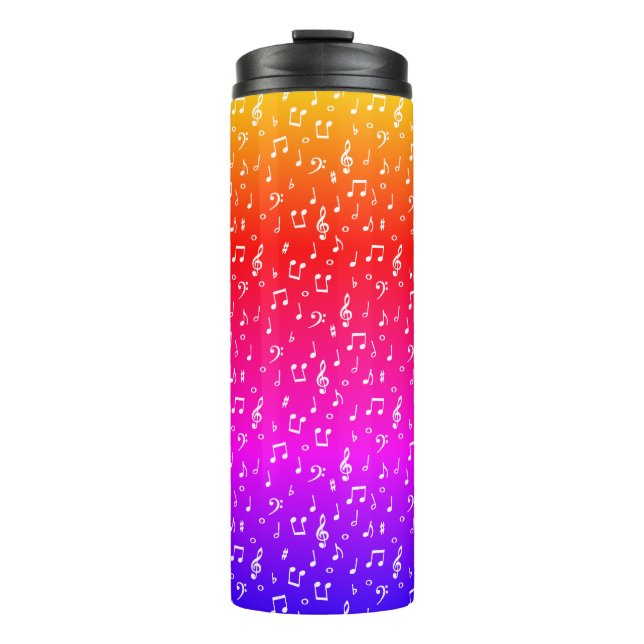 white and rainbow Musical  Thermal Tumbler (Front)