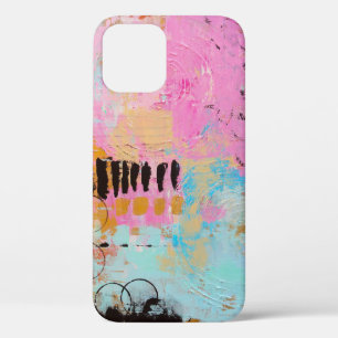 WHITE AND RED ABSTRACT PAINTING iPhone 12 CASE