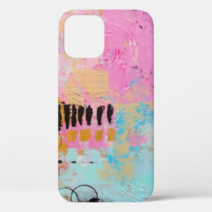 White and red abstract painting iPhone 12 case