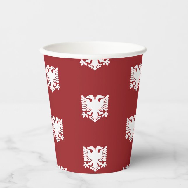 White and Red Albanian Eagle Paper Cup (Front)