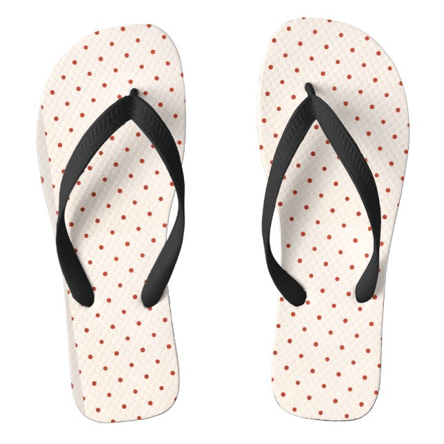 White and Red Christmas Dots Pattern Thongs (Footbed)