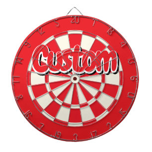 White and Red Colour Black Outlined Custom Text Dartboard