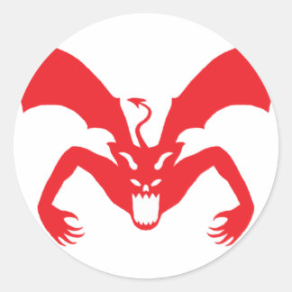 White And Red Devil Classic Round Sticker