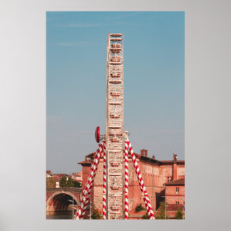 WHITE AND RED FERRIS WHEEL AT DAYTIME POSTER
