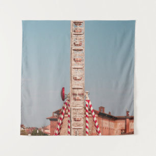 WHITE AND RED FERRIS WHEEL AT DAYTIME TAPESTRY