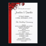 White and Red Floral Wedding Program Templates<br><div class="desc">© Sunny Mars Designs- Floral Hibiscus: Red on White Wedding Programs - Classy, pretty, trendy, stylish customisable custom printed wedding program template with white and red, crimson, burgundy, ruby or maroon swirly tropical hibiscus floral design against a customisable white background. Personalise it by adding your wedding party and wedding ceremony...</div>