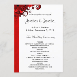 White and Red Floral Wedding Program Templates