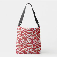 White and Red Flying Leaves Repeating Pattern