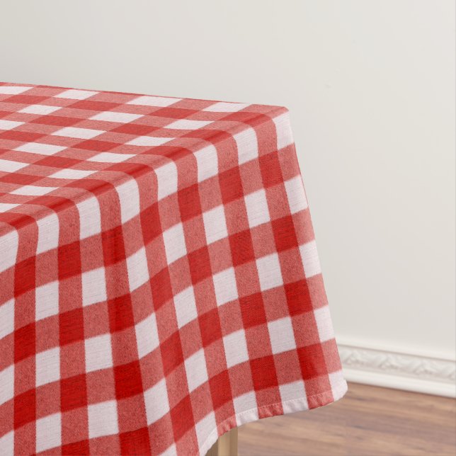 White and Red Gingham Pattern | Cotton Chequered Tablecloth (In Situ)