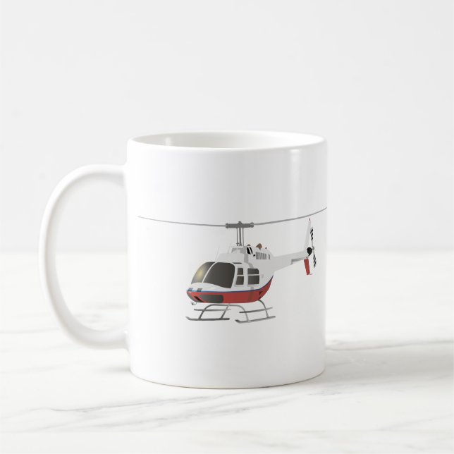 White and Red Helicopter Coffee Mug (Left)
