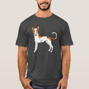 White And Red Ibizan Hound Smooth Coat Cartoon Dog T-Shirt