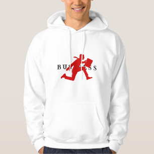 White and Red Illustrated Business Hoodie