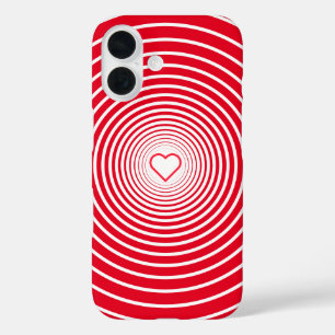 White and Red iPhone Case with Heart Choose Colour